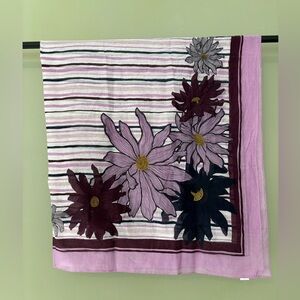 Ann Taylor LOFT Floral Dahlia Purple Smoked Pink Square Scarf